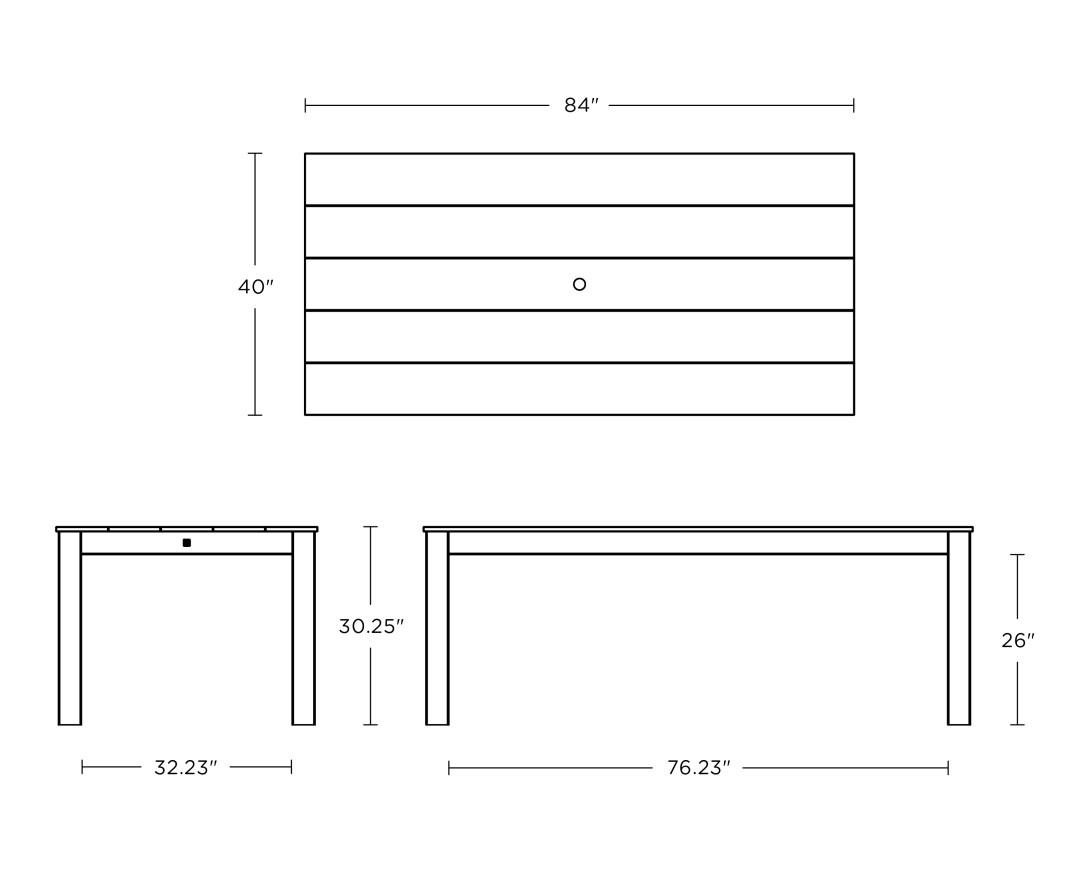 Dimensions for 84" Parsons Dining Table