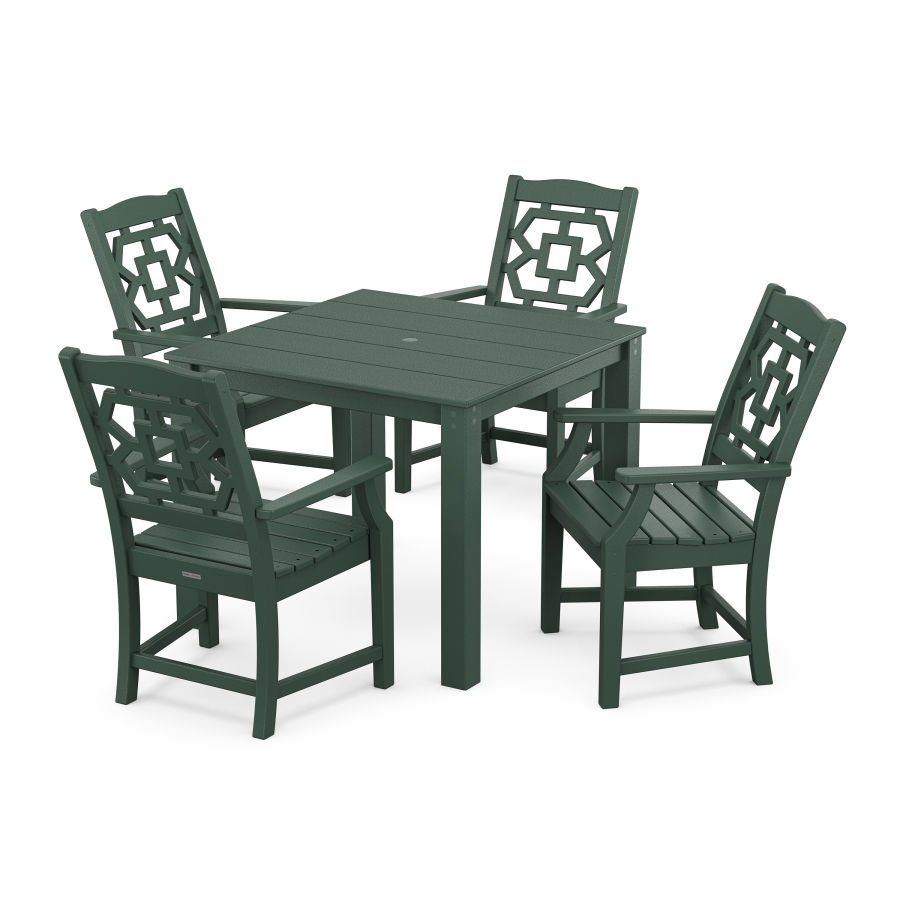 POLYWOOD Chinoiserie 5-Piece Parsons Dining Set in Green