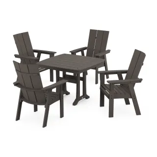 POLYWOOD Modern Adirondack 5-Piece Dining Set with Trestle Legs in Vintage Finish