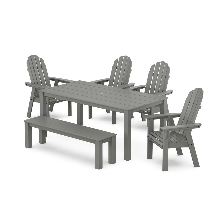 POLYWOOD Vineyard Curveback Adirondack 6-Piece Parsons Dining Set with Bench