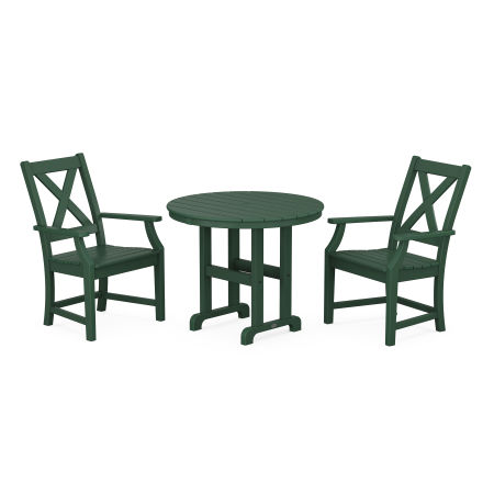 Braxton 3-Piece Round Dining Set in Green