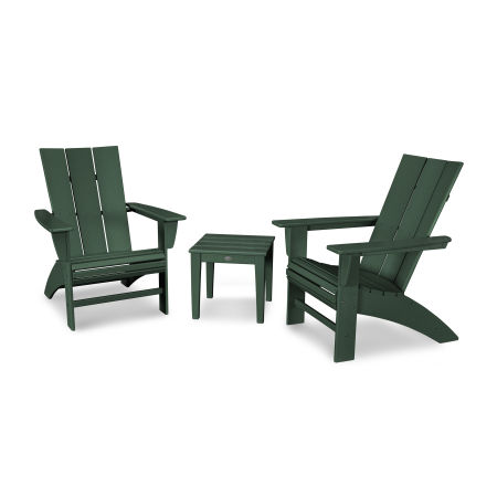POLYWOOD Modern 3-Piece Curveback  Adirondack Set in Green