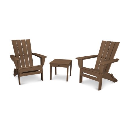 Quattro Folding Chair 3-Piece Adirondack Set in Teak