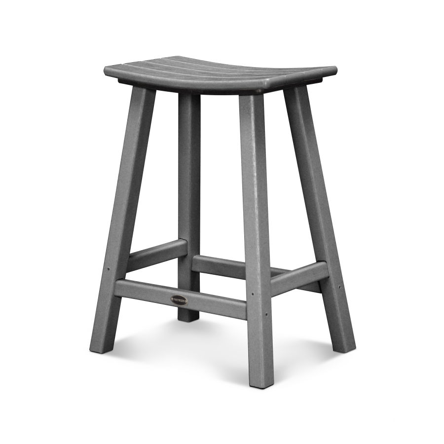 POLYWOOD Traditional 24" Saddle Counter Stool in Slate Grey