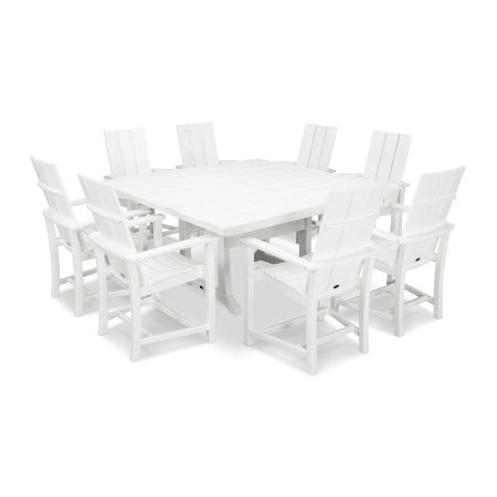 POLYWOOD Adirondack 9-Piece Farmhouse Dining Set in White