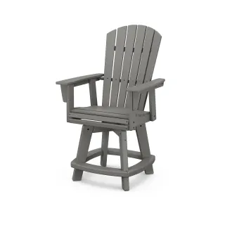 POLYWOOD Nautical Curveback Adirondack Swivel Counter Chair