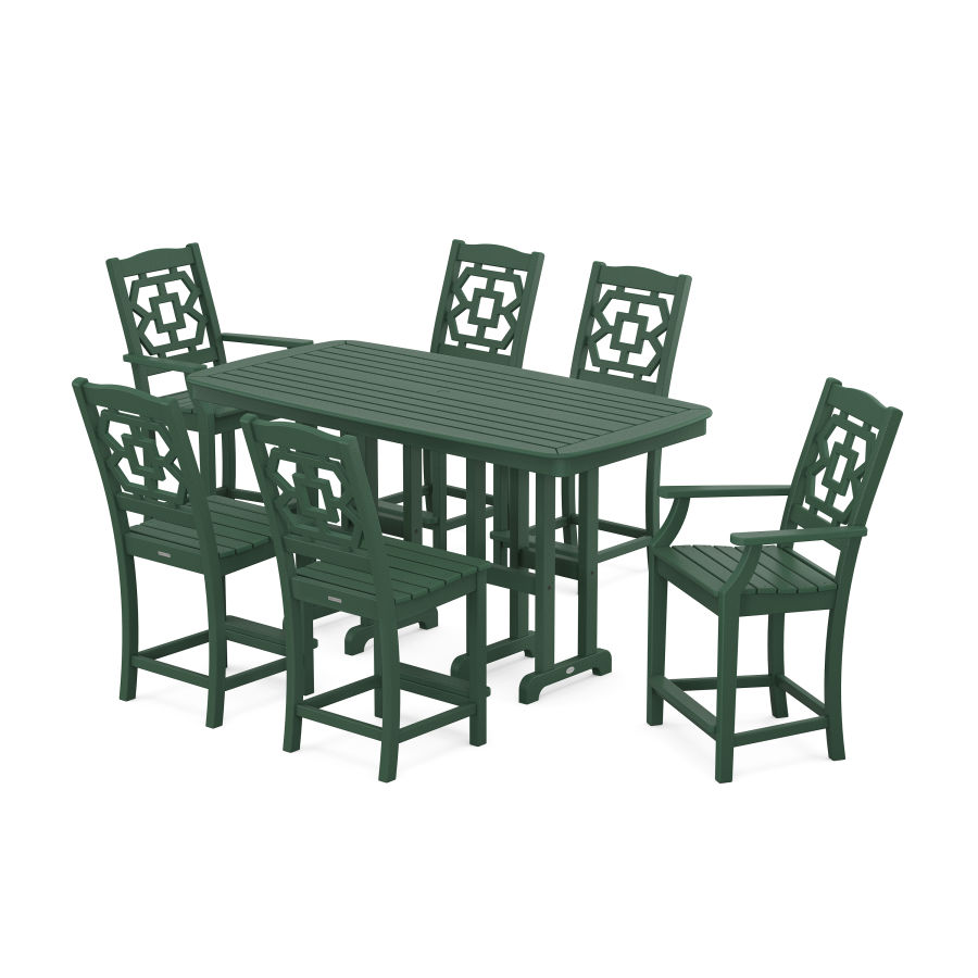 POLYWOOD Chinoiserie 7-Piece Counter Set in Green