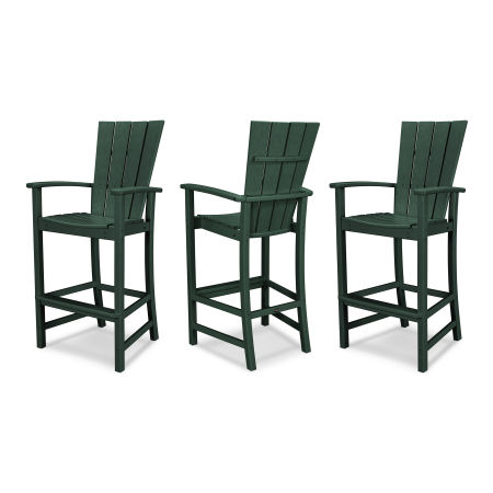 POLYWOOD Quattro 3-Piece Bar Set in Green