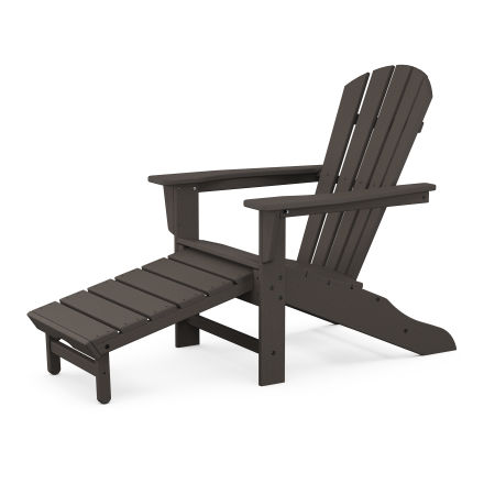POLYWOOD Palm Coast Ultimate Adirondack with Hideaway Ottoman in Vintage Finish