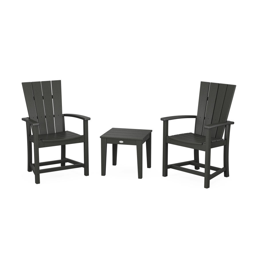 POLYWOOD Quattro 3-Piece Upright Adirondack Chair Set in Black