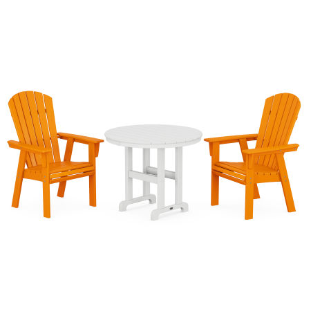 Nautical Adirondack 3-Piece Round Dining Set in Tangerine