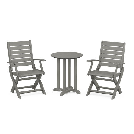 POLYWOOD Signature Folding Chair 3-Piece Round Farmhouse Dining Set
