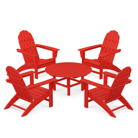 Vineyard 5-Piece Adirondack Chair Conversation Set in Sunset Red