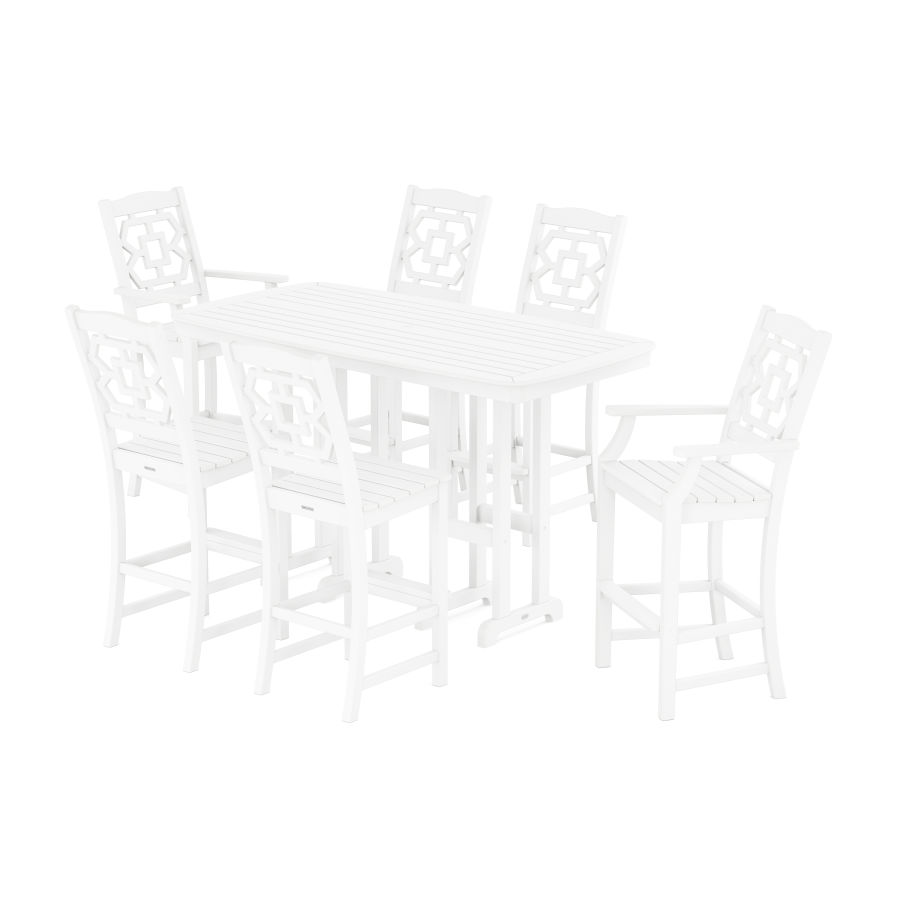 POLYWOOD Chinoiserie 7-Piece Bar Set in White