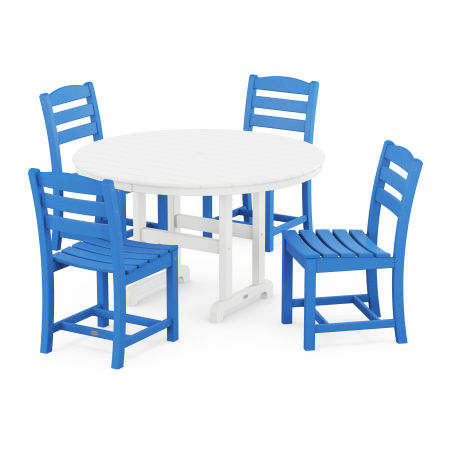 La Casa Café Side Chair 5-Piece Round Dining Set in Pacific Blue