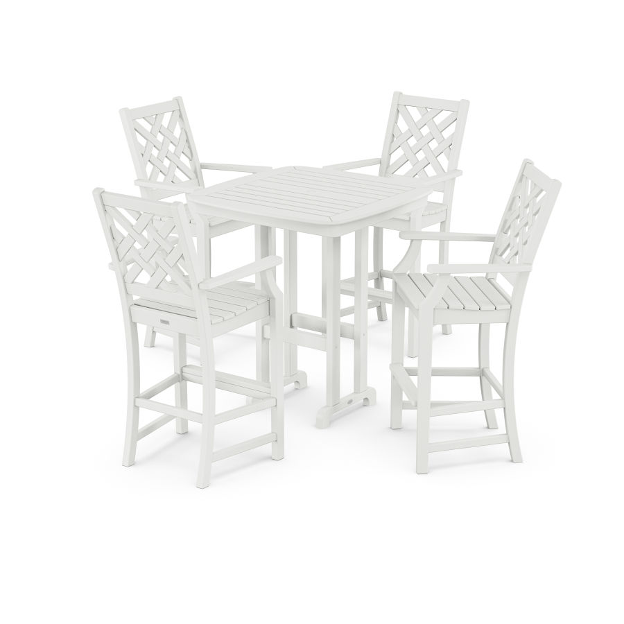 POLYWOOD Wovendale 5-Piece Bar Set in White