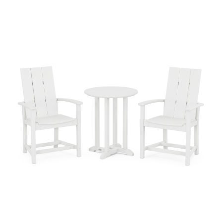Modern Adirondack 3-Piece Round Dining Set in White