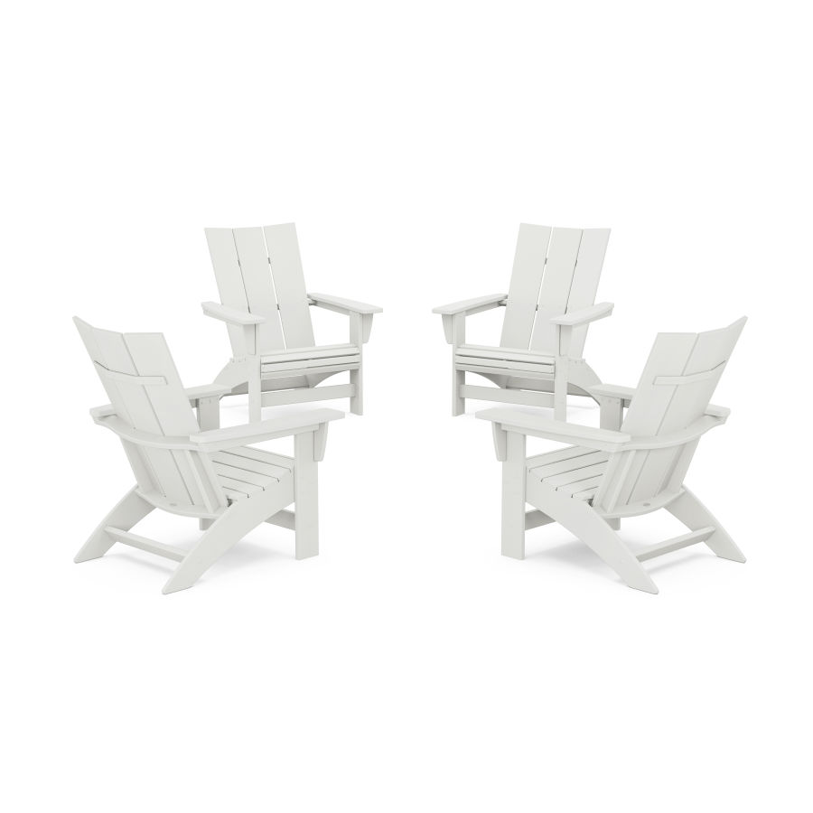POLYWOOD 4-Piece Modern Grand Adirondack Chair Conversation Set in Vintage White