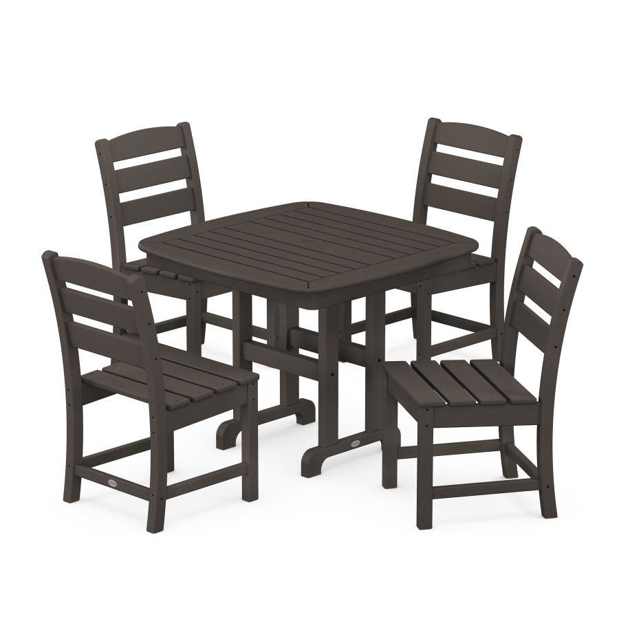 POLYWOOD Lakeside 5-Piece Side Chair Dining Set in Vintage Coffee