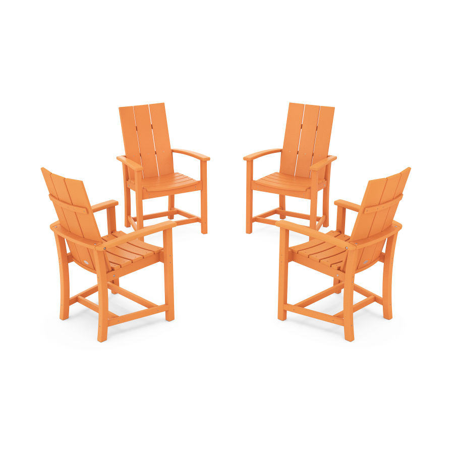 POLYWOOD Modern 4-Piece Upright Adirondack Conversation Set in Tangerine