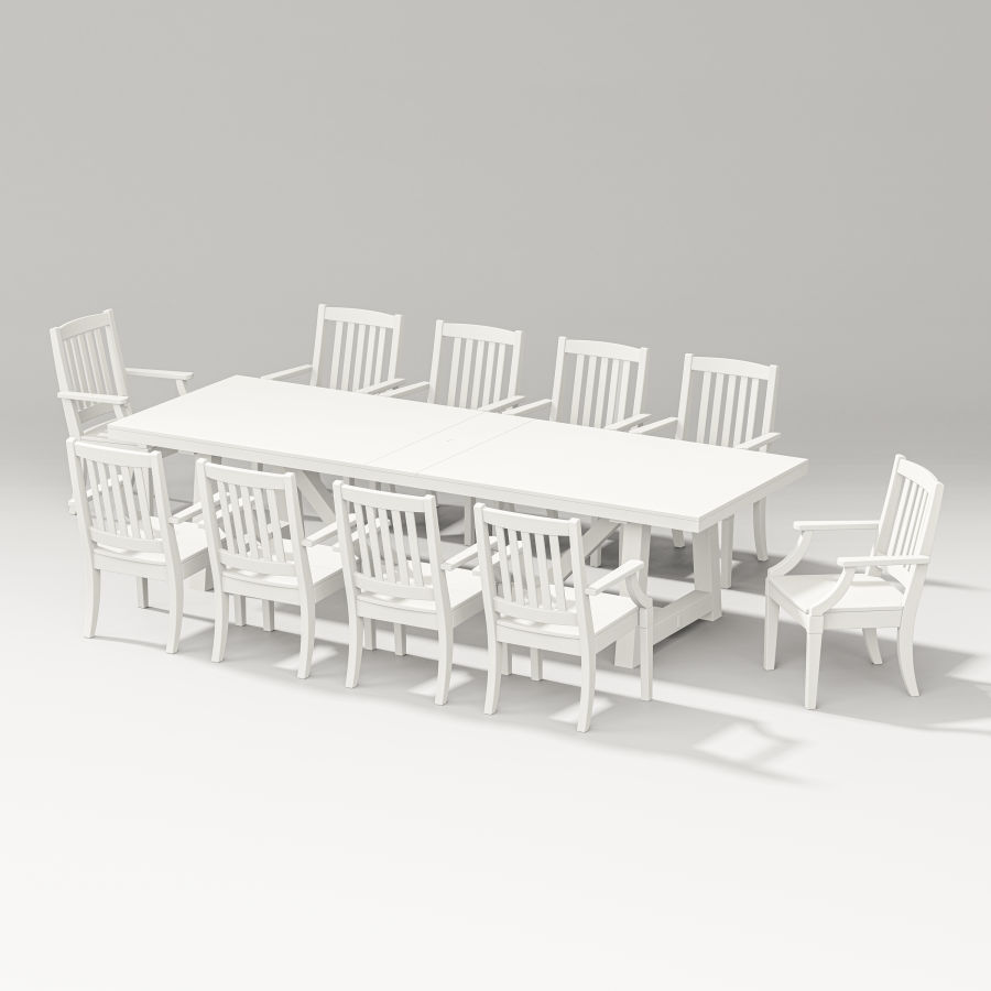 POLYWOOD Estate 11-Piece A-Frame Table Dining Set in Vintage White