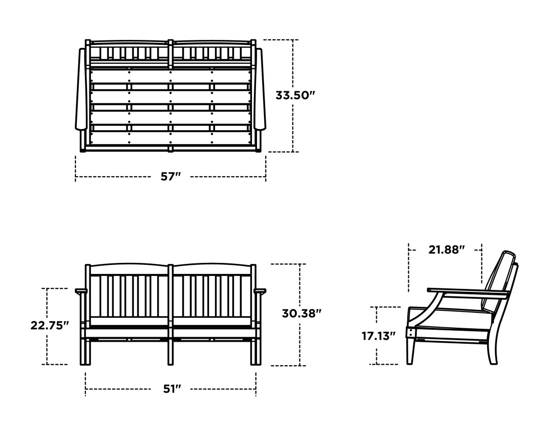 Dimensions for Estate Loveseat