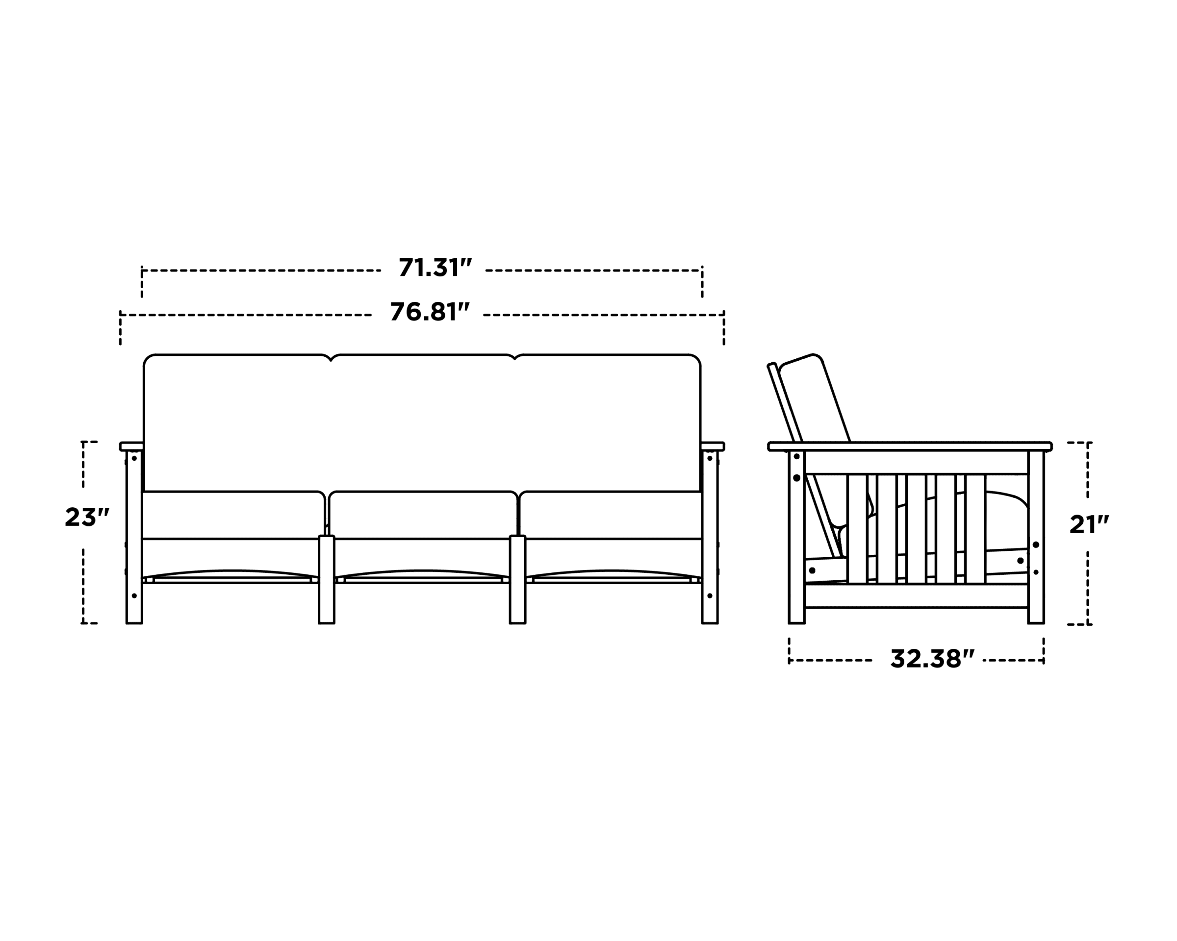 Dimensions for Club Mission Sofa
