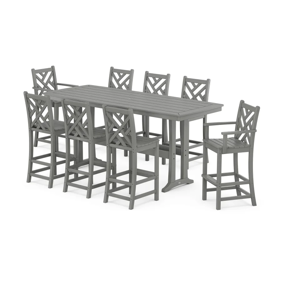 POLYWOOD Chippendale 9-Piece Bar Set with Trestle Legs