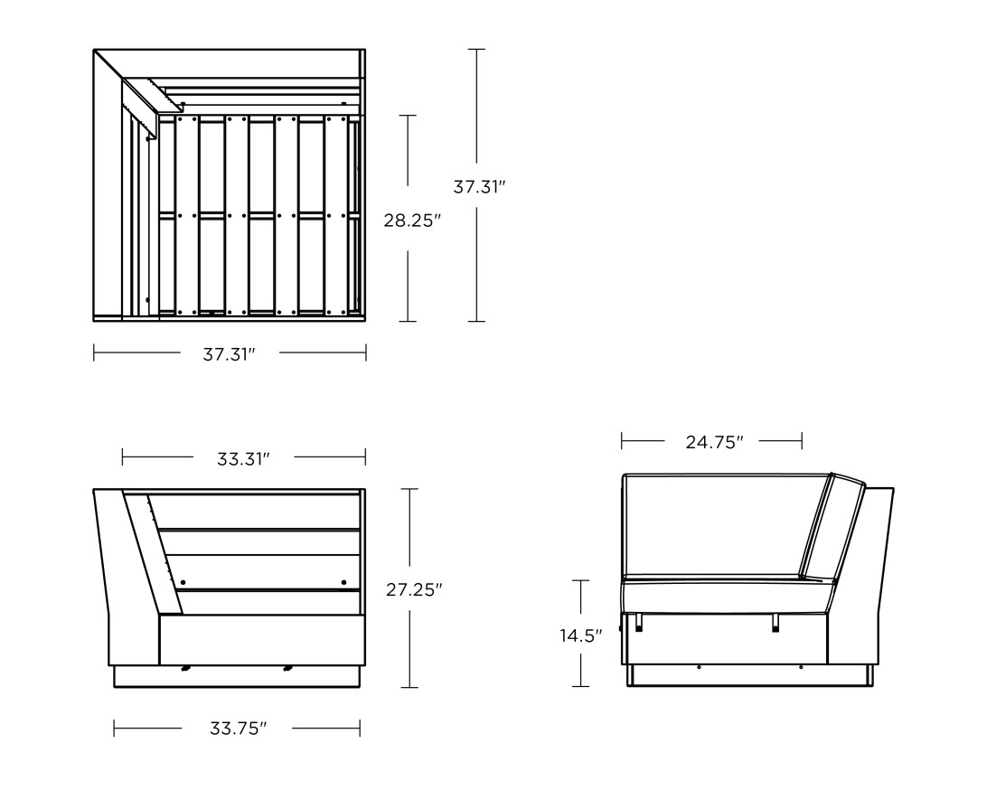 Dimensions for Elevate Modular Corner Chair