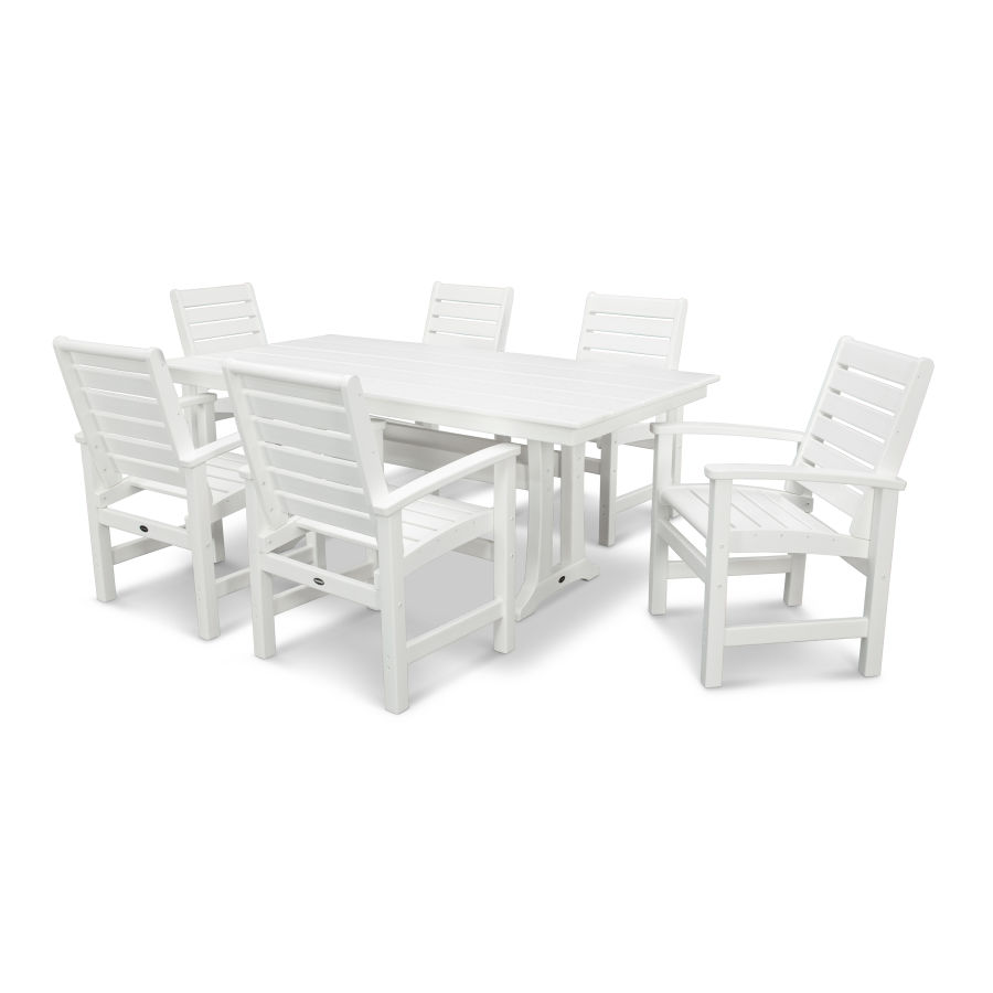 POLYWOOD Signature 7 Piece Farmhouse Dining Set in White