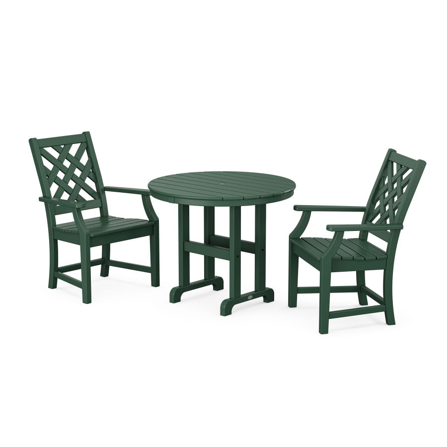 POLYWOOD Wovendale 3-Piece Farmhouse Dining Set in Green