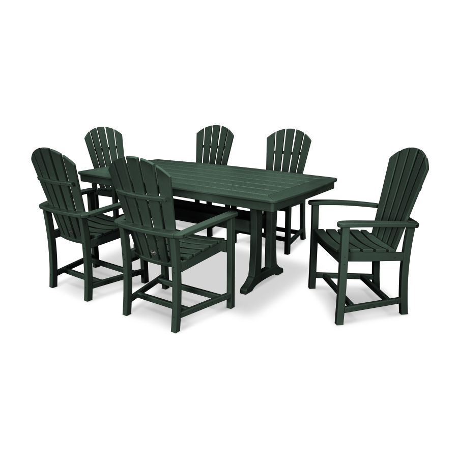 POLYWOOD Palm Coast 7-Piece Dining Set with Trestle Legs in Green