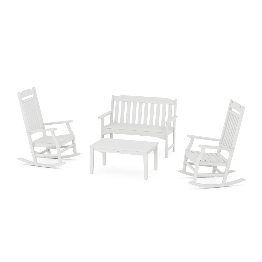 POLYWOOD Country Living Rocking Chair 4-Piece Porch Set in White