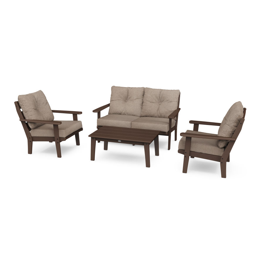 POLYWOOD Lakeside 4-Piece Deep Seating Set in Mahogany / Spiced Burlap