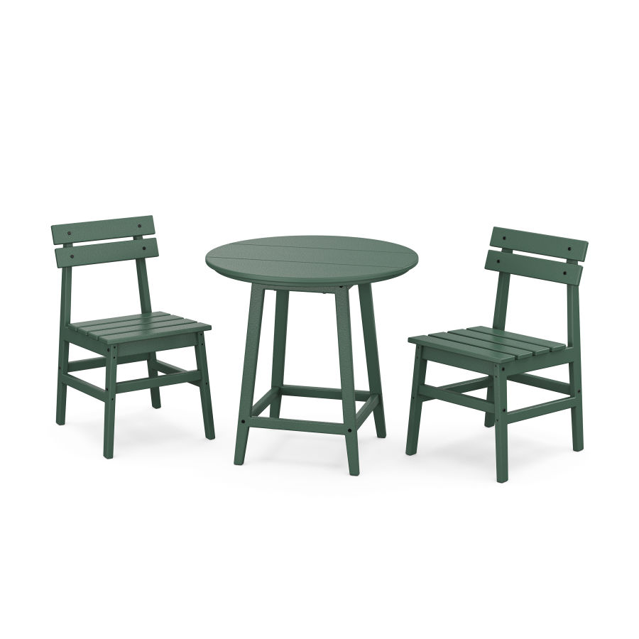 POLYWOOD Modern Studio Plaza Chair 3-Piece Round Bistro Dining Set in Green