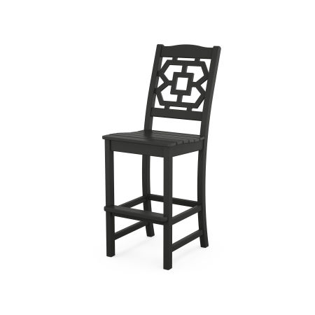 POLYWOOD Chinoiserie Bar Side Chair in Black