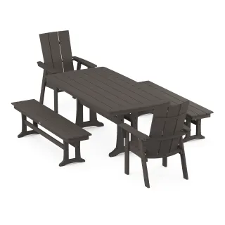 POLYWOOD Modern Adirondack 5-Piece Dining Set with Trestle Legs in Vintage Finish