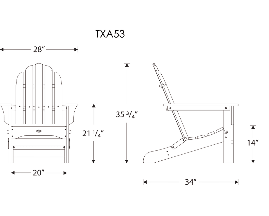 Dimensions for Cape Cod Folding Adirondack