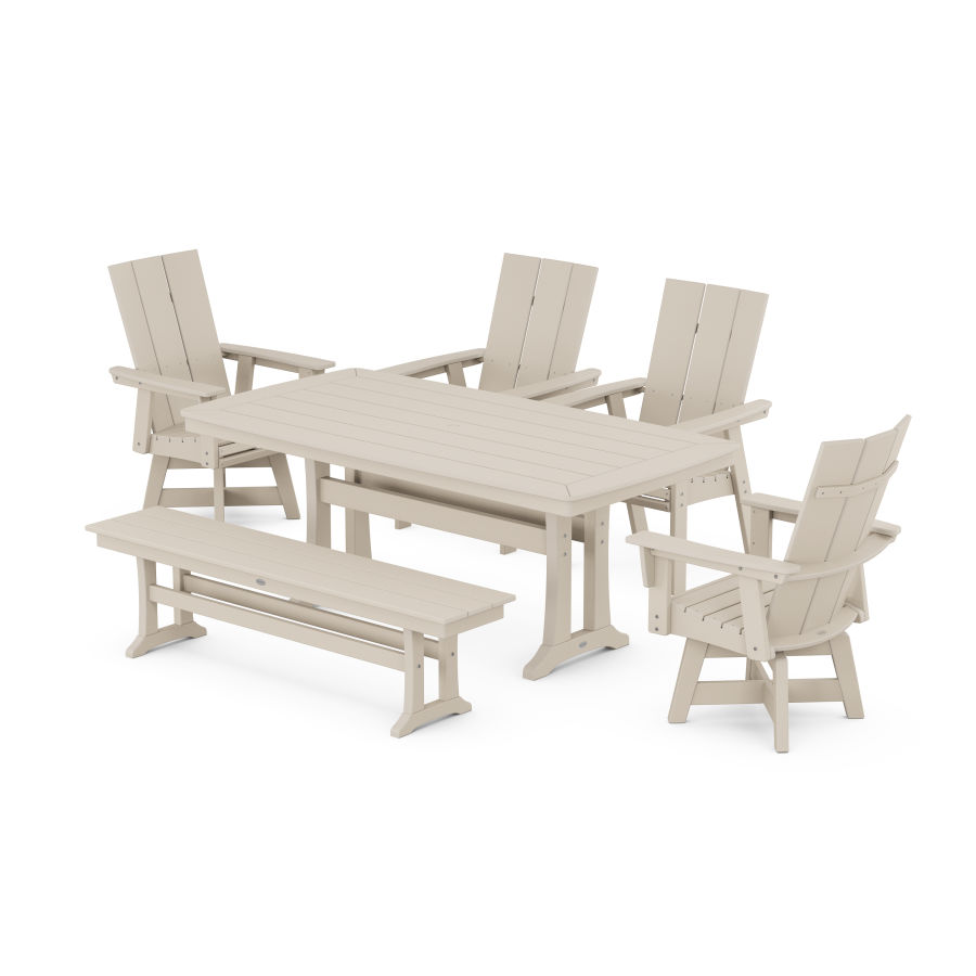 POLYWOOD Modern Adirondack 6-Piece Dining Set with Trestle Legs in Sand