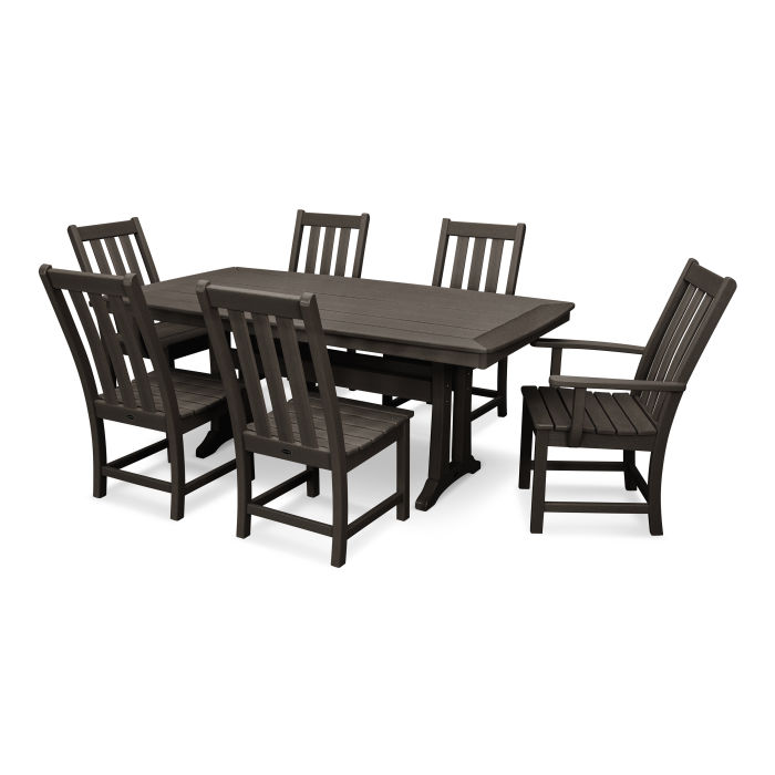 POLYWOOD Vineyard 7-Piece Dining Set with Trestle Legs in Vintage Finish