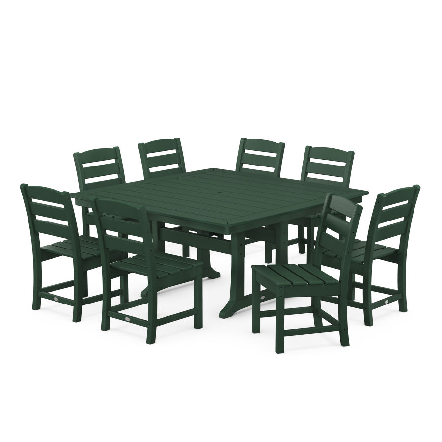 POLYWOOD  Lakeside 9-Piece Nautical Trestle Dining Set in Green