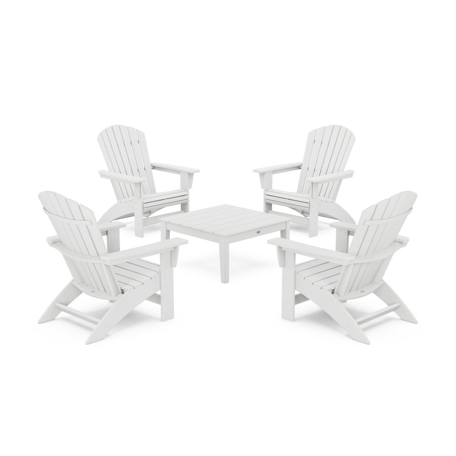 POLYWOOD 5-Piece Nautical Grand Adirondack Chair Conversation Group in White
