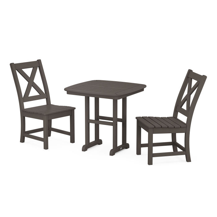 POLYWOOD Braxton Side Chair 3-Piece Dining Set in Vintage Finish
