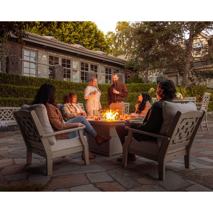 POLYWOOD Chinoiserie 5-Piece Deep Seating Set with Fire Pit Table