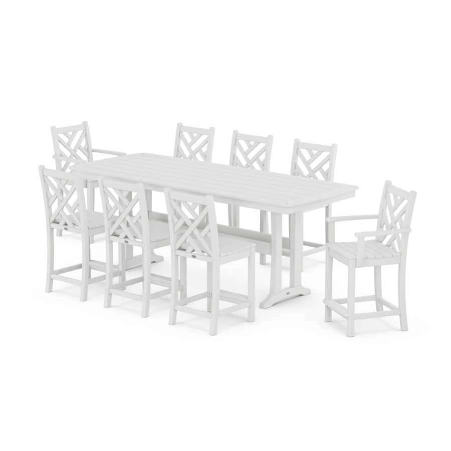 POLYWOOD Chippendale 9-Piece Counter Set with Trestle Legs in White