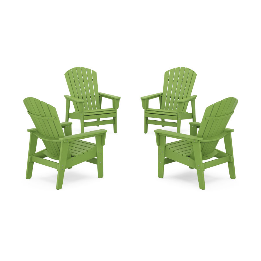 POLYWOOD 4-Piece Nautical Grand Upright Adirondack Chair Conversation Set in Lime