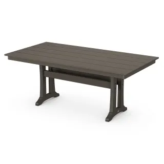 POLYWOOD Farmhouse Trestle 37" x 72" Dining Table in Vintage Finish