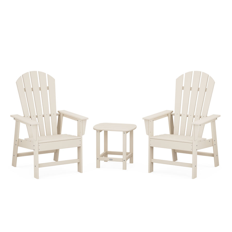 POLYWOOD South Beach Casual Chair 3-Piece Set with 18" South Beach Side Table in Sand