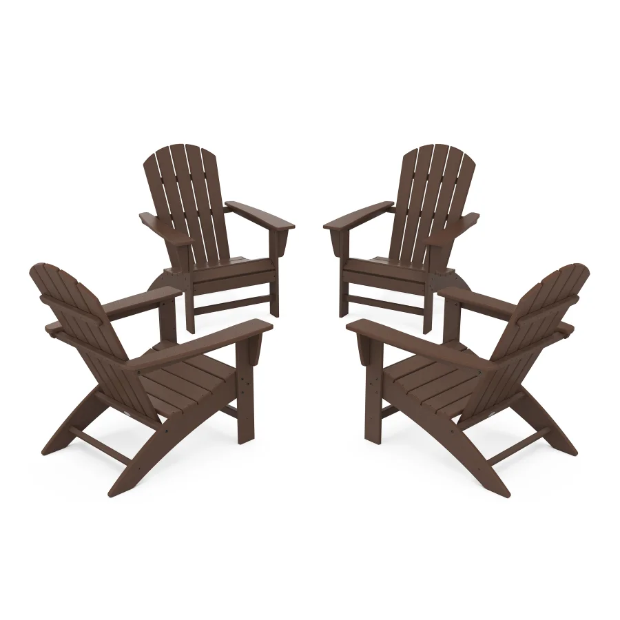 POLYWOOD Nautical 4-Piece Adirondack Conversation Set in Mahogany