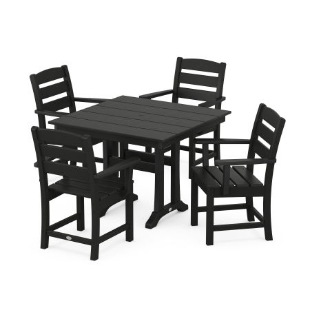 Lakeside 5-Piece Farmhouse Trestle Arm Chair Dining Set in Black